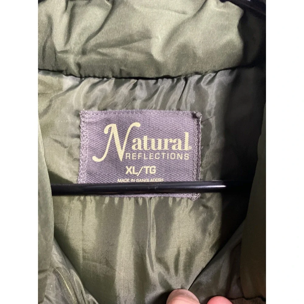 Natural Reflections Mens XL Olive Green Onion Quilted Full Zip Puffer Vest Outdo